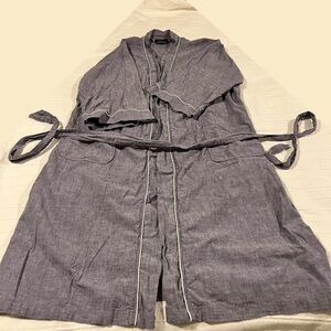 CHRISTIAN DIOR Gray Robe with White Piping